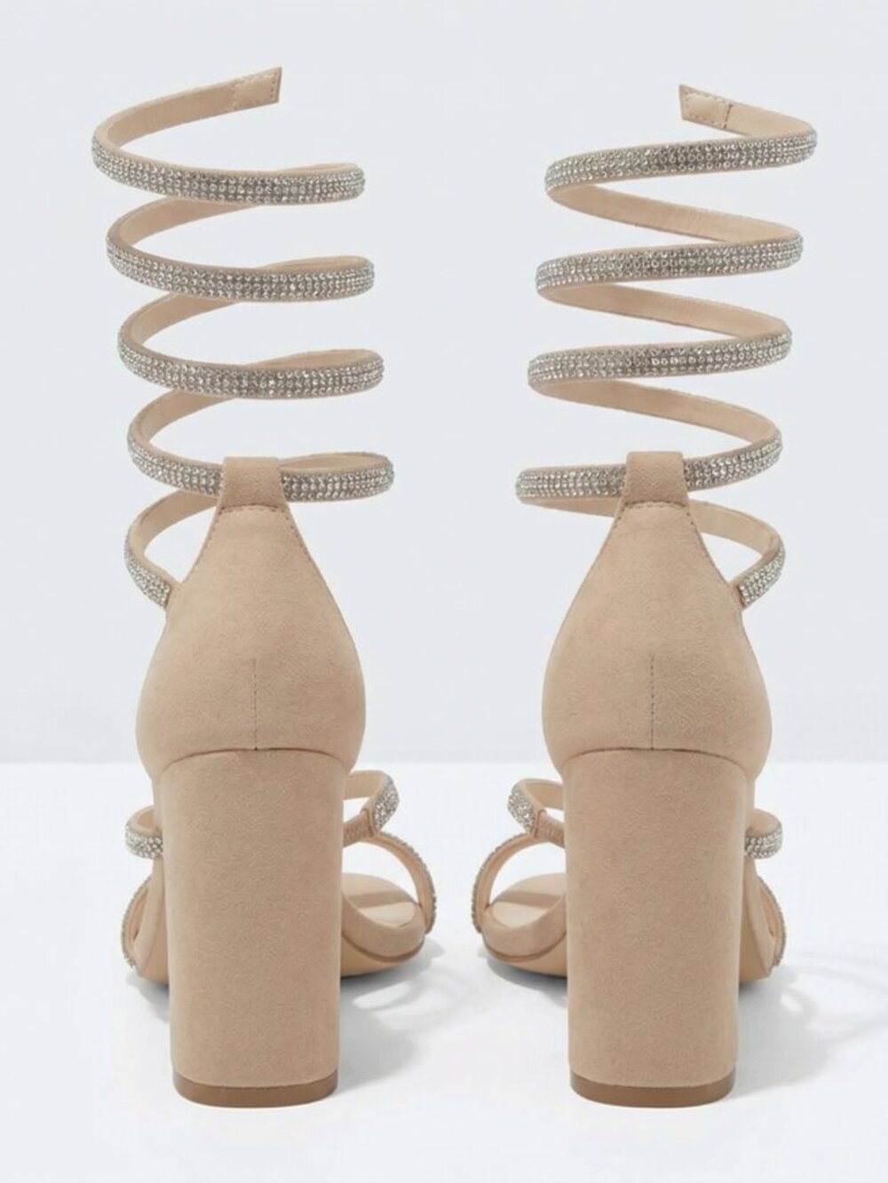 Spiral Rhinestone Block Heels - Picture 4 of 4
